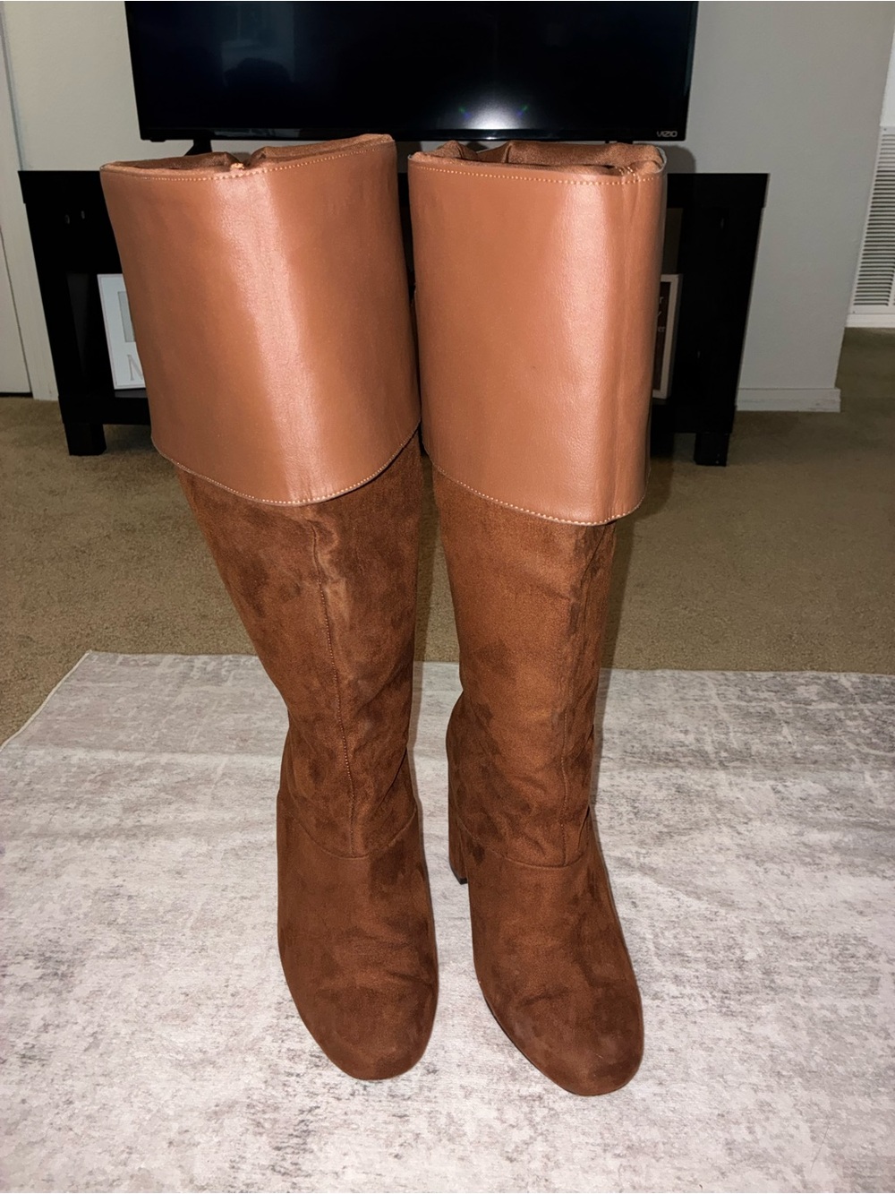 Daisey-E Women's Tall Fold-Over Faux Suede Boots
